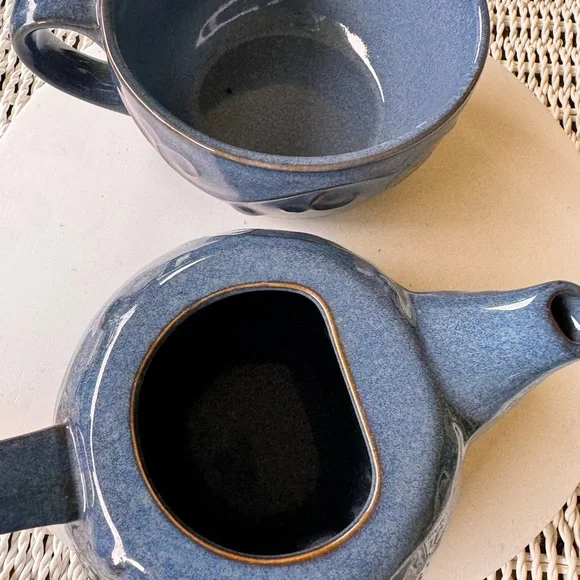 Pier 1 Elegant Blue Ceramic Teapot Set - Picture 7 of 10